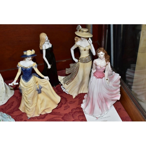 589 - FOUR ROYAL WORCESTER FIGURES FROM SUMMER ROMANCE SERIES, comprising 'Chloe' (certificate), 'Alice', ... 