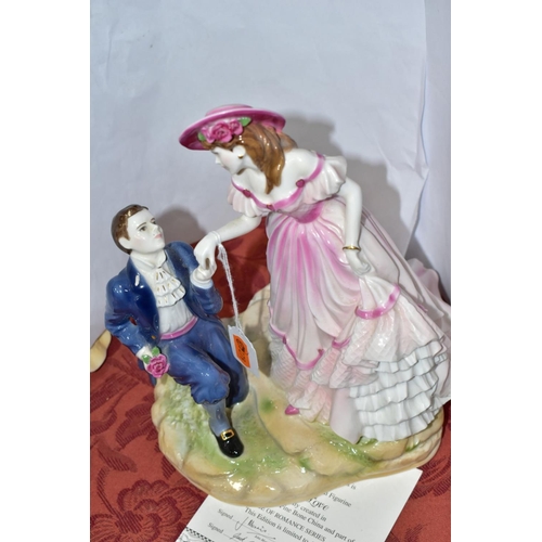 590 - A ROYAL WORCESTER LIMITED EDITION FIGURE GROUP, FROM AGE OF ROMANCE, 'With Love' No 477/500,  modell... 