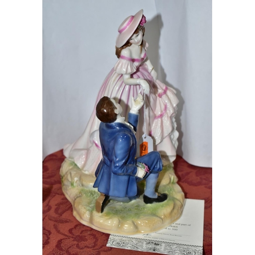 590 - A ROYAL WORCESTER LIMITED EDITION FIGURE GROUP, FROM AGE OF ROMANCE, 'With Love' No 477/500,  modell... 