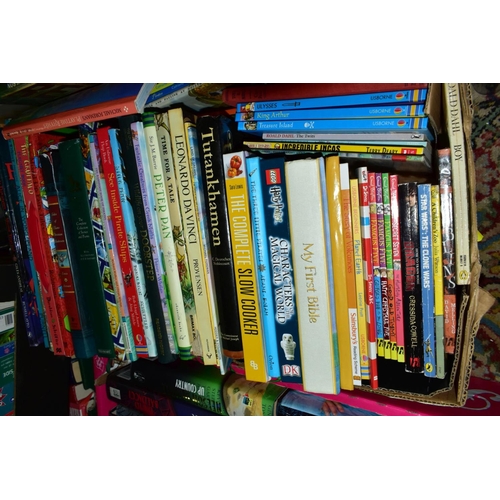 604 - BOOKS, a large collection of approximately 225 titles in six boxes to include childrens stories (the... 