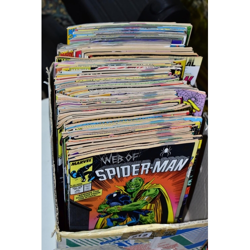 612 - A BOX OF SPIDERMAN COMICS comprising 'Web of Spider Man, Spider Man (1990) and Spider Man unlimited ... 