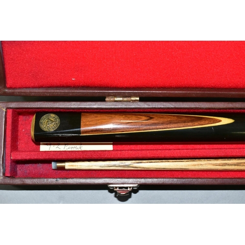 639 - A QUANTITY OF CASED WOODEN TWO PIECE CUES, assorted hard and soft cases, all cues and cases in playw... 