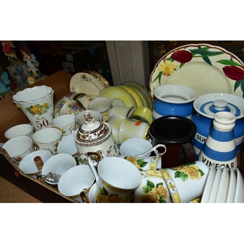 648 - FIVE BOXES OF CERAMICS AND LOOSE, including a collection of over forty Wade Whimsies, s.d, a Poole P... 