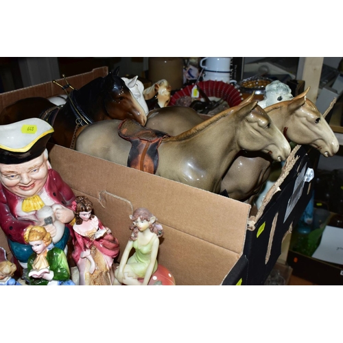 648 - FIVE BOXES OF CERAMICS AND LOOSE, including a collection of over forty Wade Whimsies, s.d, a Poole P... 