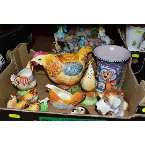 648 - FIVE BOXES OF CERAMICS AND LOOSE, including a collection of over forty Wade Whimsies, s.d, a Poole P... 