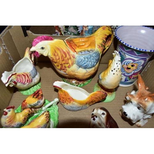 648 - FIVE BOXES OF CERAMICS AND LOOSE, including a collection of over forty Wade Whimsies, s.d, a Poole P... 