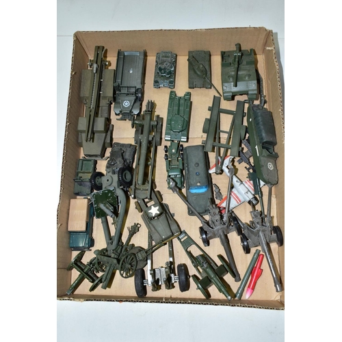 653 - A COLLECTION OF UNBOXED AND ASSORTED DIECAST MILITARY VEHICLE MODELS, to include Corgi, matchbox, So... 