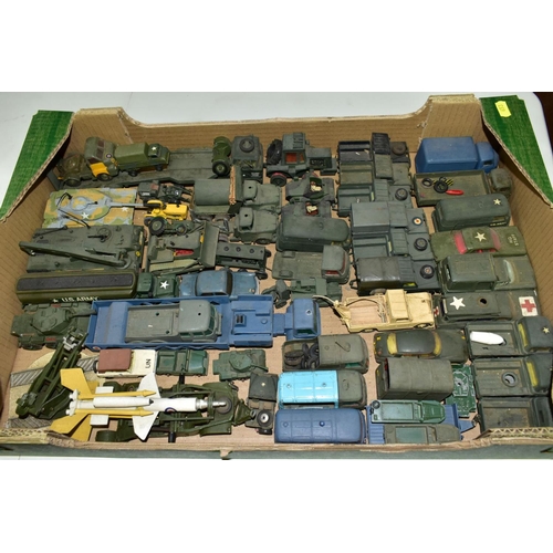 653 - A COLLECTION OF UNBOXED AND ASSORTED DIECAST MILITARY VEHICLE MODELS, to include Corgi, matchbox, So... 