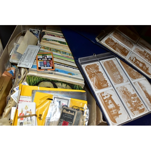 663 - MIXED EPHEMERA, Four boxes containing many cigarette/trade cards in albums and loose, two albums of ... 