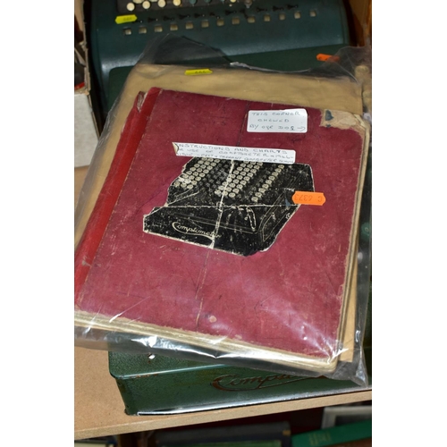 664 - TWO FELT & TARRANT COMPTOMETER ADDING MACHINES, one manual, one electric (not tested), with a quanti... 