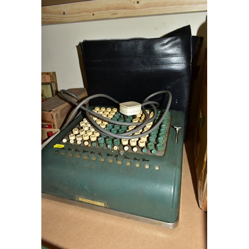 664 - TWO FELT & TARRANT COMPTOMETER ADDING MACHINES, one manual, one electric (not tested), with a quanti... 