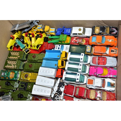 676 - A QUANTITY OF UNBOXED AND ASSORTED PLAYWORN DIECAST VEHICLES, Corgi, Matchbox, Majorette and Tonka, ... 