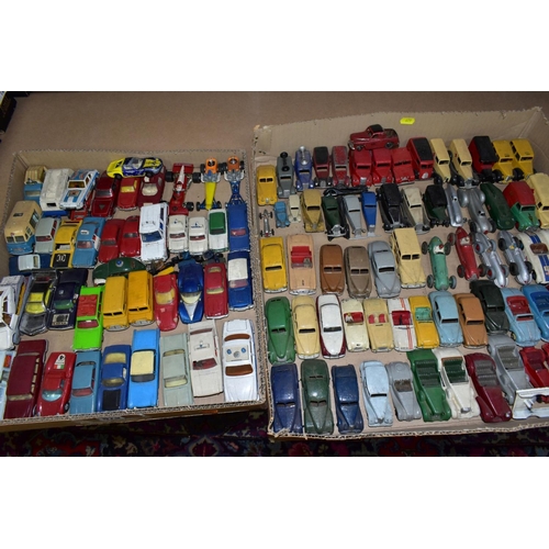 679 - A QUANTITY OF UNBOXED AND ASSORTED DIECAST CARS AND VANS, Spot-On, Dinky, Corgi, Matchbox, Palitoys ... 