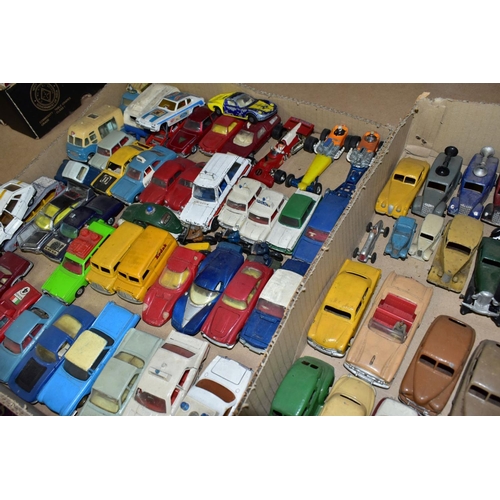 679 - A QUANTITY OF UNBOXED AND ASSORTED DIECAST CARS AND VANS, Spot-On, Dinky, Corgi, Matchbox, Palitoys ... 