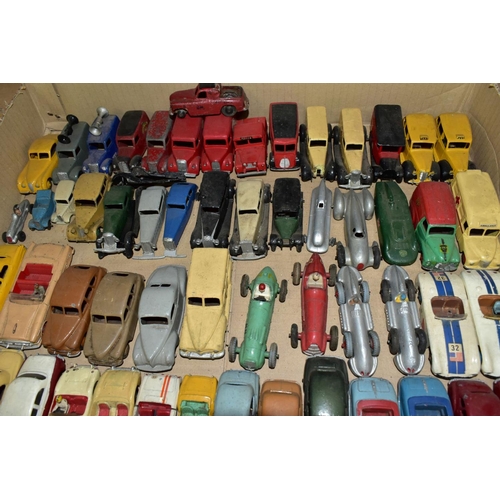 679 - A QUANTITY OF UNBOXED AND ASSORTED DIECAST CARS AND VANS, Spot-On, Dinky, Corgi, Matchbox, Palitoys ... 