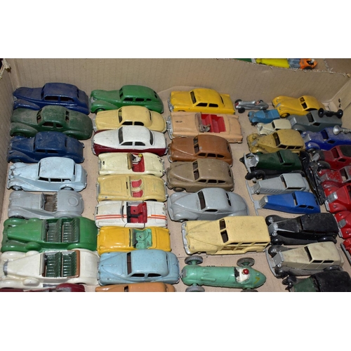 679 - A QUANTITY OF UNBOXED AND ASSORTED DIECAST CARS AND VANS, Spot-On, Dinky, Corgi, Matchbox, Palitoys ... 