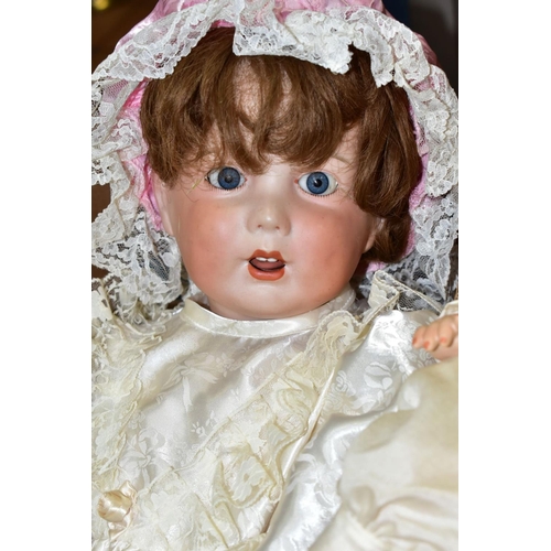 680 - AN S.F.B.J. BISQUE HEAD DOLL, back of head marked 'S.F.B.J. 251 Paris', sleeping blue glass eyes (da... 