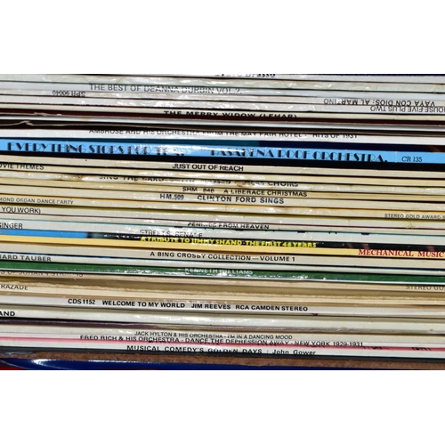 683 - FOUR BOXES AND TWO LP CASES OF RECORDS, largely easy listening and classical, and a small quantity o... 