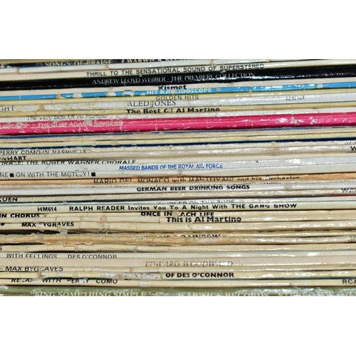 683 - FOUR BOXES AND TWO LP CASES OF RECORDS, largely easy listening and classical, and a small quantity o... 