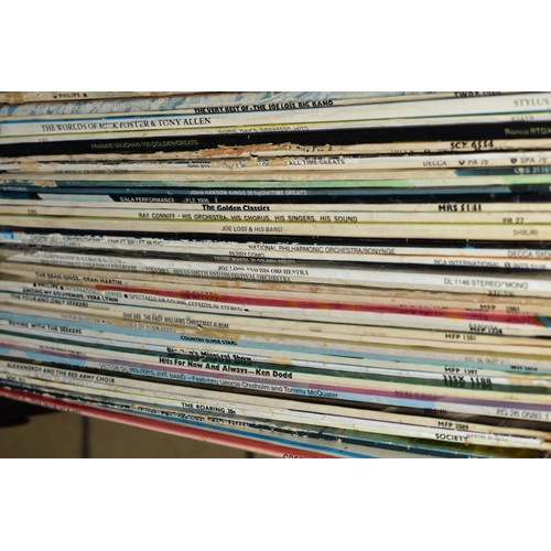 683 - FOUR BOXES AND TWO LP CASES OF RECORDS, largely easy listening and classical, and a small quantity o... 