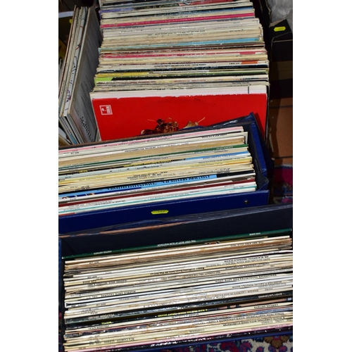 683 - FOUR BOXES AND TWO LP CASES OF RECORDS, largely easy listening and classical, and a small quantity o... 