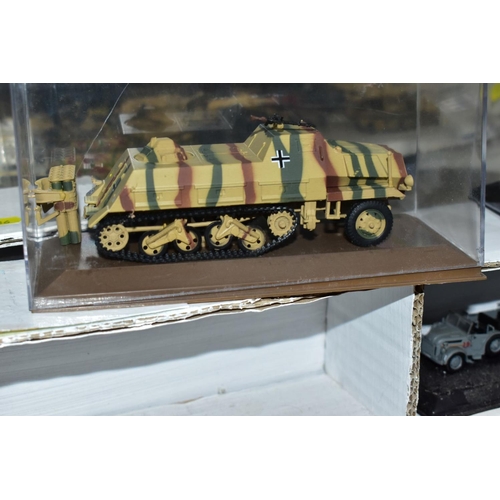 686 - A QUANTITY OF BOXED MAINLY AMER DIECAST GERMAN MILITARY VEHICLES, majority approximately 1/72 scale,... 