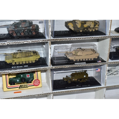 688 - A QUANTITY OF BOXED MAINLY AMER DIECAST AMERICAN MILITARY VEHICLES, majority approximately 1/72 scal... 