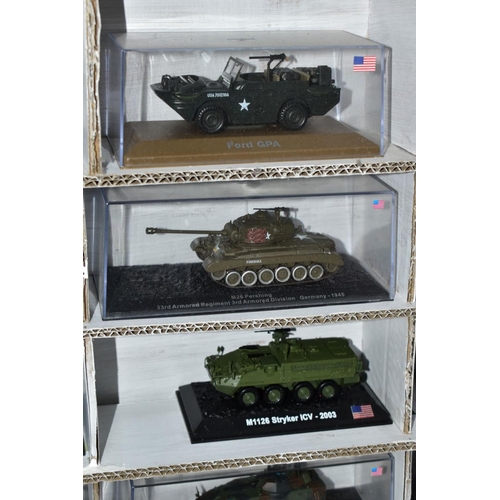 688 - A QUANTITY OF BOXED MAINLY AMER DIECAST AMERICAN MILITARY VEHICLES, majority approximately 1/72 scal... 