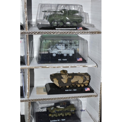 688 - A QUANTITY OF BOXED MAINLY AMER DIECAST AMERICAN MILITARY VEHICLES, majority approximately 1/72 scal... 