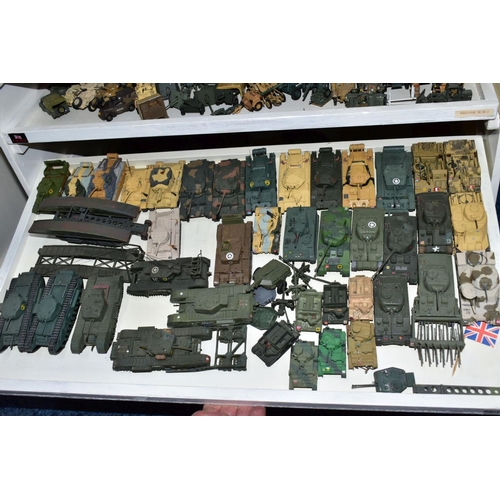 691 - A QUANTITY OF CONSTRUCTED PLASTIC BRITISH MILITARY VEHICLE KITS, assorted R.A.F. And Army models, al... 