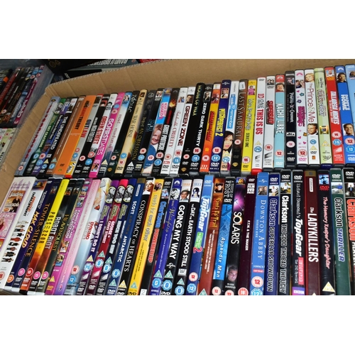 697 - NINE BOXES OF DVD'S, ETC, to include films - Hellboy, Safe House, Hitch, Kings Speech, Black Hawk Do... 