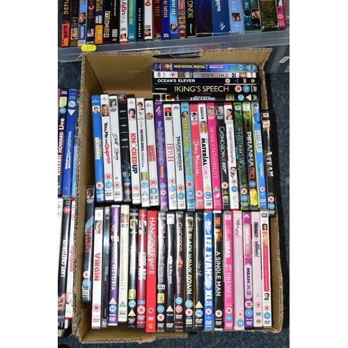 697 - NINE BOXES OF DVD'S, ETC, to include films - Hellboy, Safe House, Hitch, Kings Speech, Black Hawk Do... 