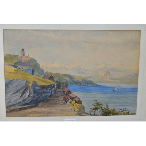 700 - JAMES CLARKE HOOK (1819-1907), a coastal view with small buildings overlooking the sea, signed and d... 