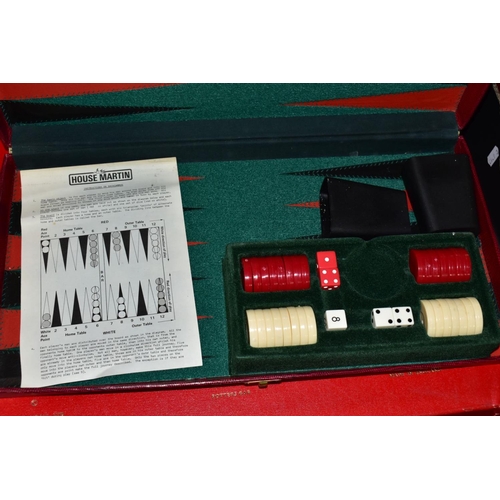 704 - A BOXED MERIT 'SAN REMO' ROULETTE SET, No.6376, boxed House Martin Backgammon set, boxed battery pow... 