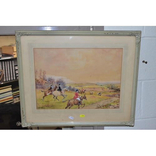 705 - W. MCDADS (20TH CENTURY) a pair of hunting scene watercolours, one with a horse and rider in a ditch... 