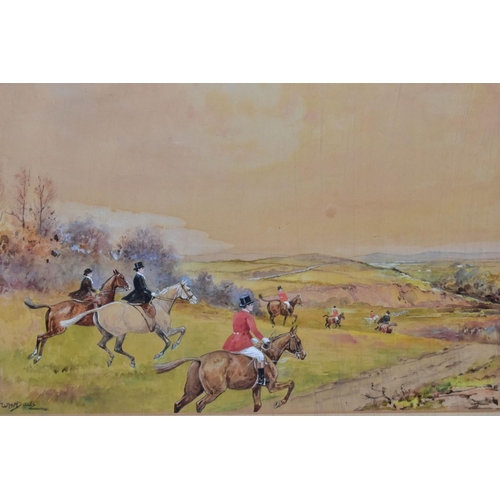 705 - W. MCDADS (20TH CENTURY) a pair of hunting scene watercolours, one with a horse and rider in a ditch... 