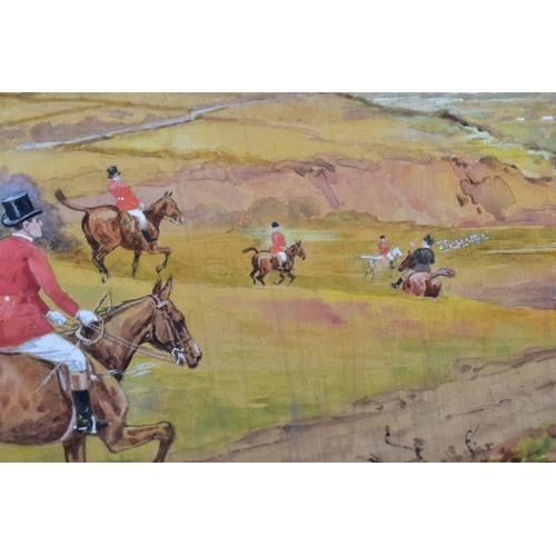 705 - W. MCDADS (20TH CENTURY) a pair of hunting scene watercolours, one with a horse and rider in a ditch... 