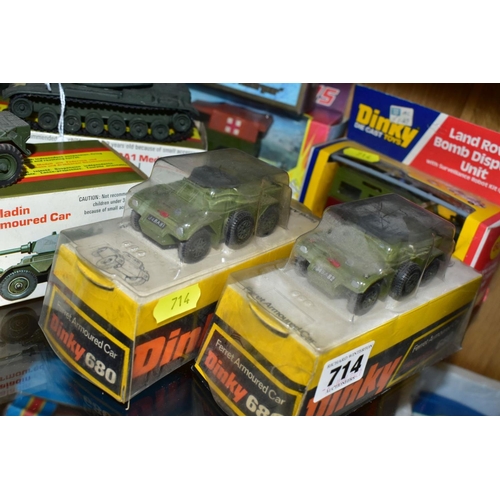 714 - A QUANTITY OF BOXED DIECAST MILITARY VEHICLES, DINKY, CORGI AND MATCHBOX, to include Corgi Toys Tank... 