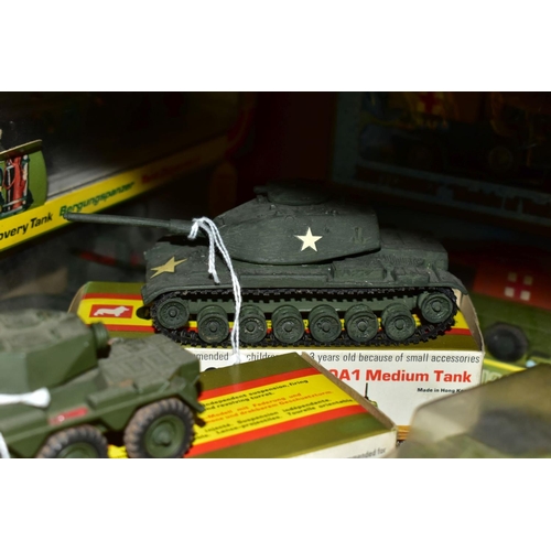 714 - A QUANTITY OF BOXED DIECAST MILITARY VEHICLES, DINKY, CORGI AND MATCHBOX, to include Corgi Toys Tank... 