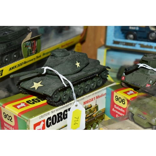 714 - A QUANTITY OF BOXED DIECAST MILITARY VEHICLES, DINKY, CORGI AND MATCHBOX, to include Corgi Toys Tank... 