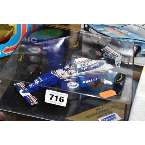 716 - A QUANTITY OF ASSORTED BOXED DIECAST AND PLASTIC MODEL CARS, Onyx Williams Renault FW16 Formula One ... 