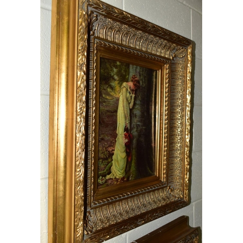 725 - TWO GILT FRAMED DECORATIVE PRINTS, comprising Marcus Stone, 'Absence Makes the Heart Grow Fonder' an... 