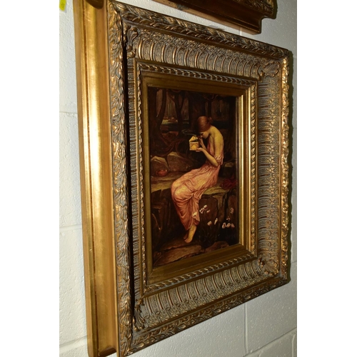 725 - TWO GILT FRAMED DECORATIVE PRINTS, comprising Marcus Stone, 'Absence Makes the Heart Grow Fonder' an... 