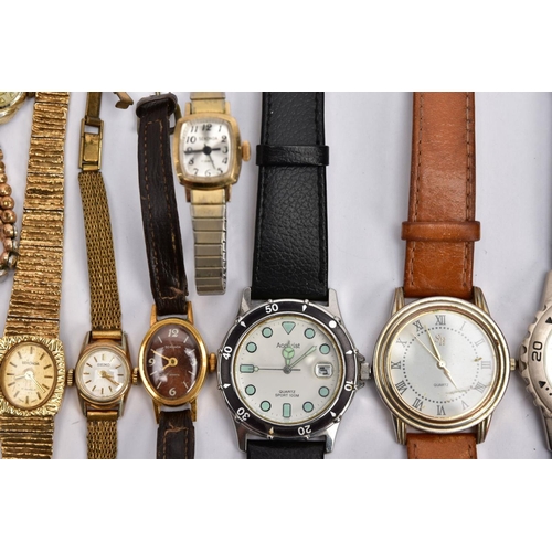 73 - A BAG OF ASSORTED LADIES AND GENTS WRISTWATCHES, thirteen watches in total, mostly quartz movements,... 