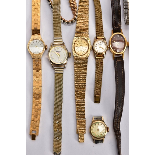 73 - A BAG OF ASSORTED LADIES AND GENTS WRISTWATCHES, thirteen watches in total, mostly quartz movements,... 