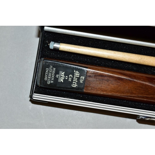 732 - A QUANTITY OF CASED WOODEN CUES BY PERADON & FLETCHER OR PERADON, mixture of one and two piece cues,... 