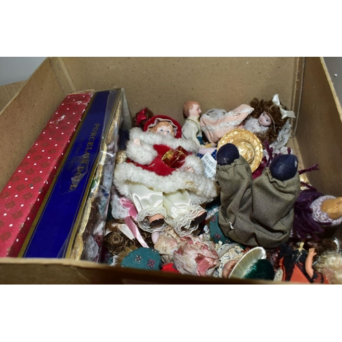 733 - THREE BOXES OF DOLL'S HOUSE FURNITURE AND ACCESSORIES, including boxed and loose modern collectors d... 