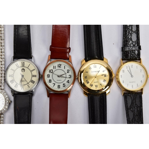 74 - A BAG OF ASSORTED LADIES AND GENTS WRISTWATCHES, ten watches in total, mostly quartz movements, with... 