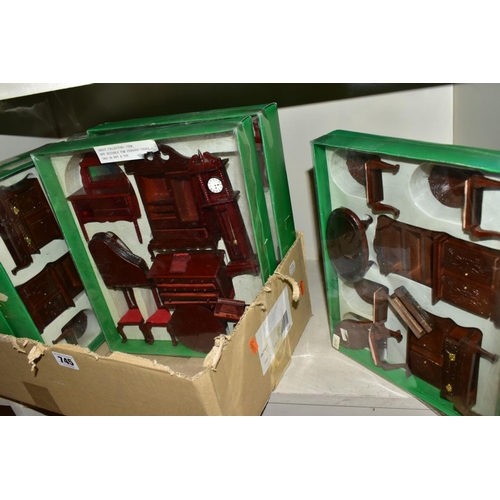 745 - THREE BOXES OF BOXED DOLLS HOUSE FURNITURE,  including thirty two boxed 'Bears from the Past boxed a... 