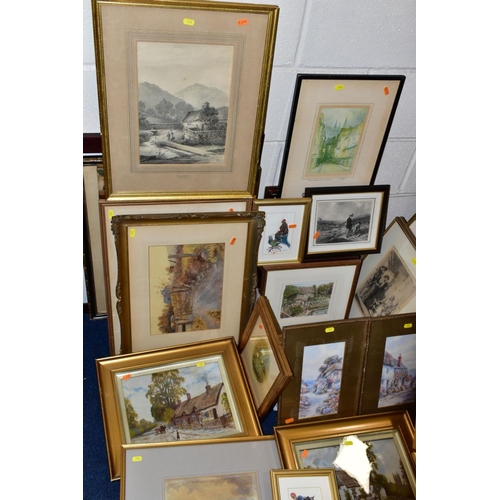 753 - PAINTINGS AND PRINTS ETC, to include a pair of W Sands watercolours of coastal villages, size approx... 